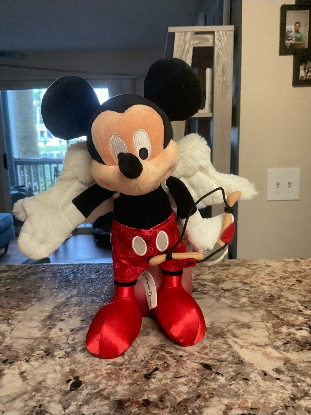 Disney Mickey Mouse Plush in Black, Red, White with WingsValent Cupid
